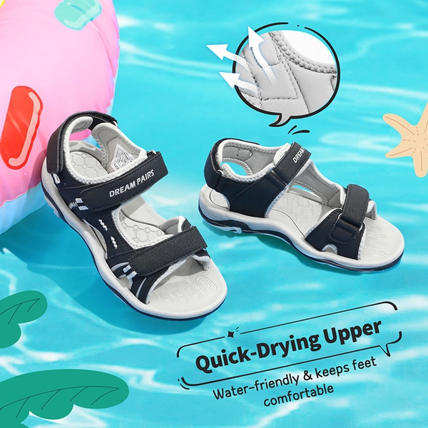 Boys And Girl Athletic Sandals - BLACK LIGHT GREY - 1